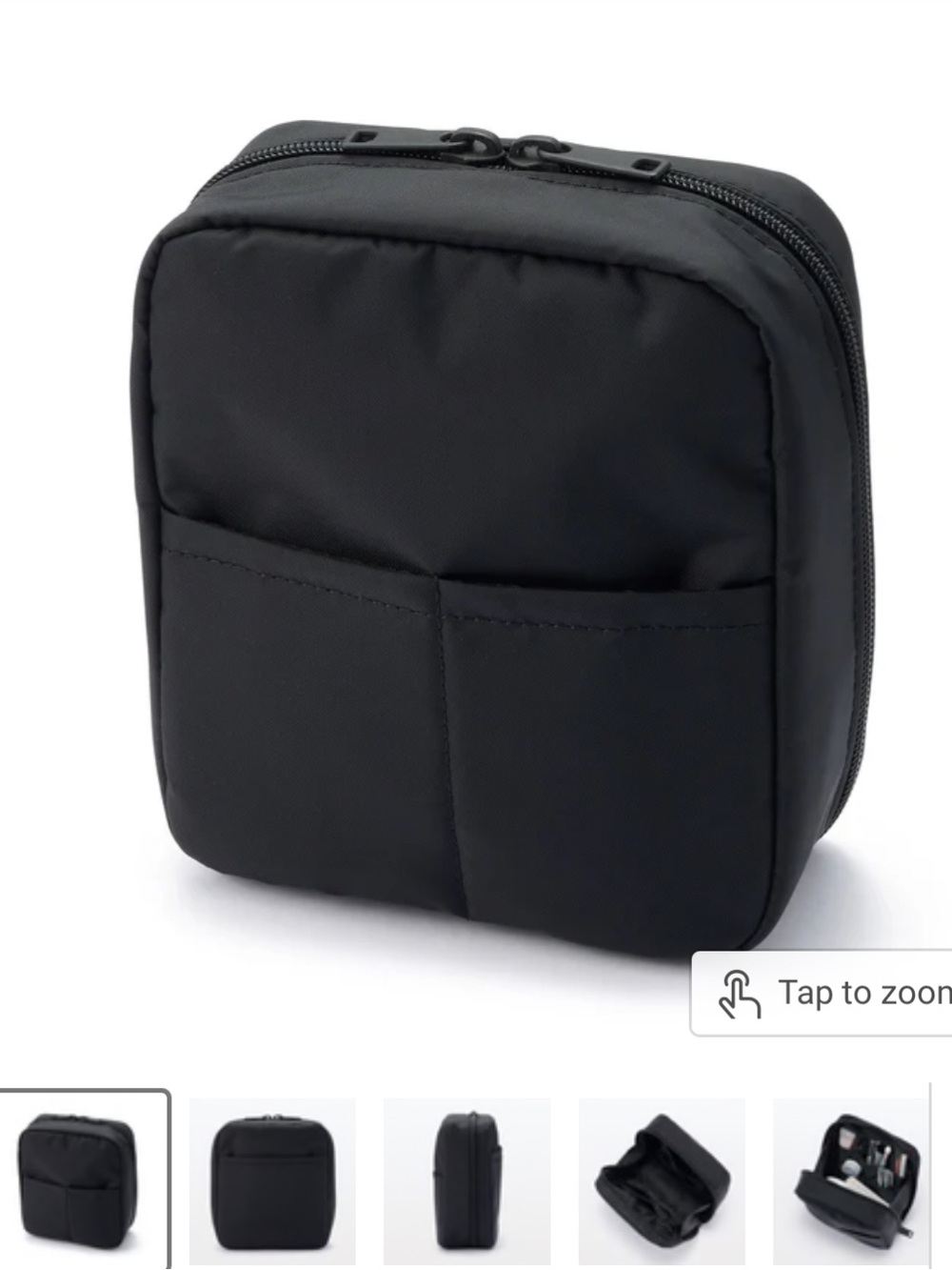 Japanese Muji Black Nylon Slim Travel Cosmetic Camera Toiletry Organizer